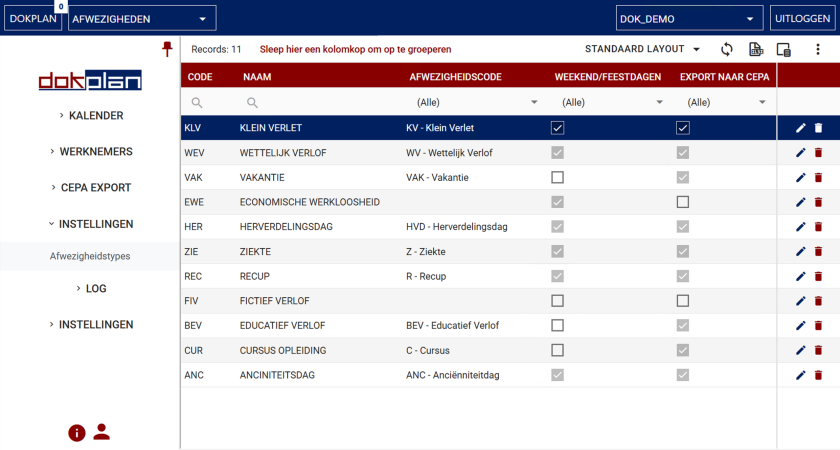 Manage Absence Types