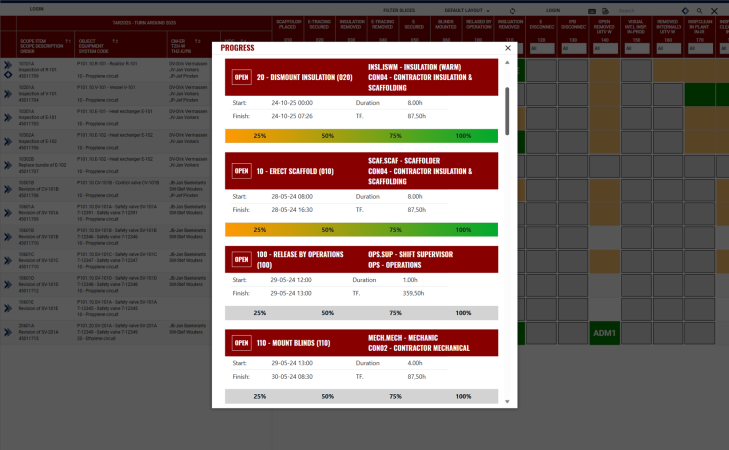 Register real time progress